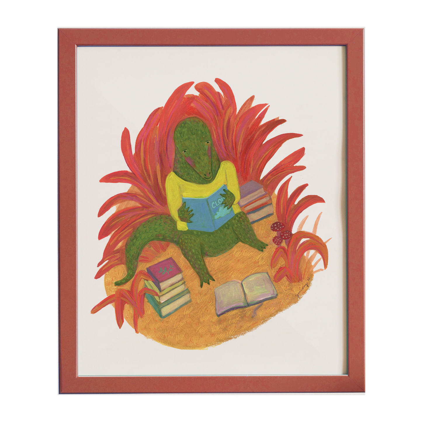 Reading Alligator - Art Print