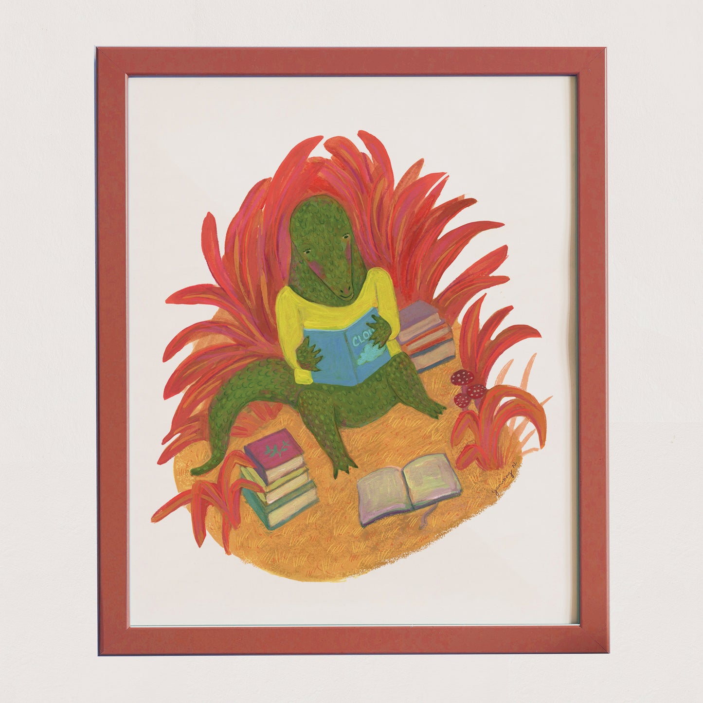 Reading Alligator - Art Print