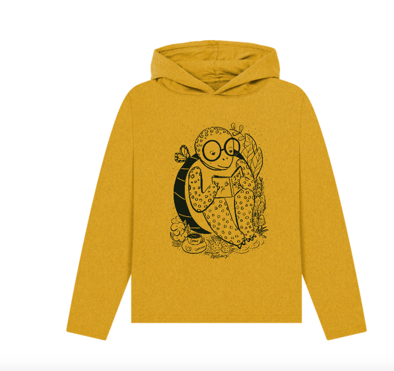 Bookworm Turtle - 100% Cotton Relaxed Fit Hoodie