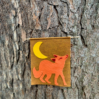 Coyote Moonlight -  Fabric Hanging Banner