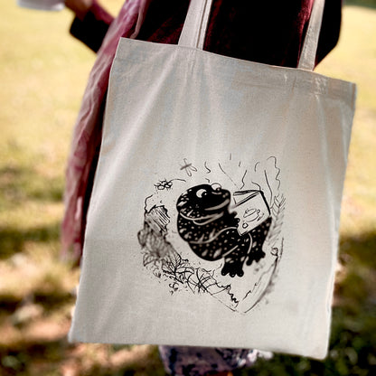 Frog Reading - Large Cotton Tote