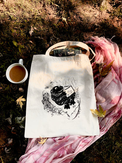 Frog Reading - Large Cotton Tote