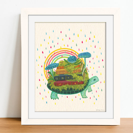 Turtle Librarian - Framed Museum Art Print