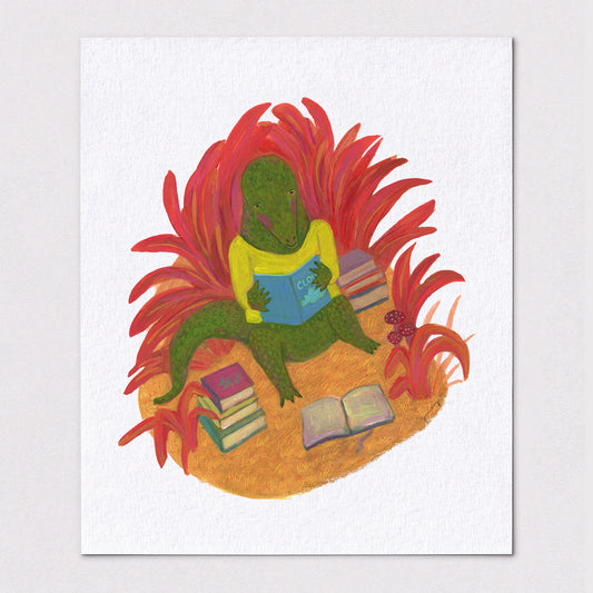 Reading Alligator - Art Print