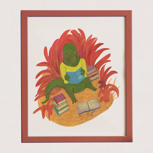 Reading Alligator - Art Print