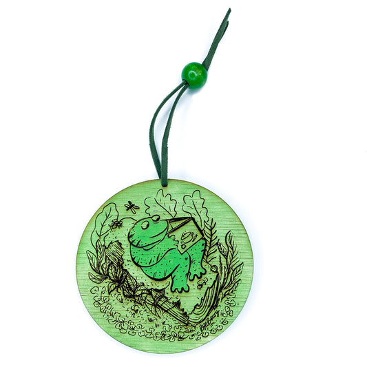 Frog Reading Ornament