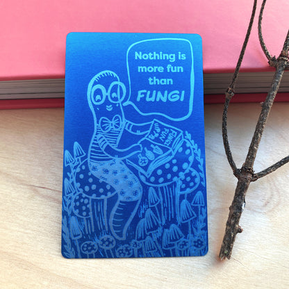 Fungi Bookworm - Metal Bookmark (Blue)