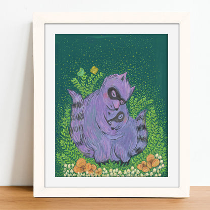 Raccoon Cuddles - Giclée Art Print