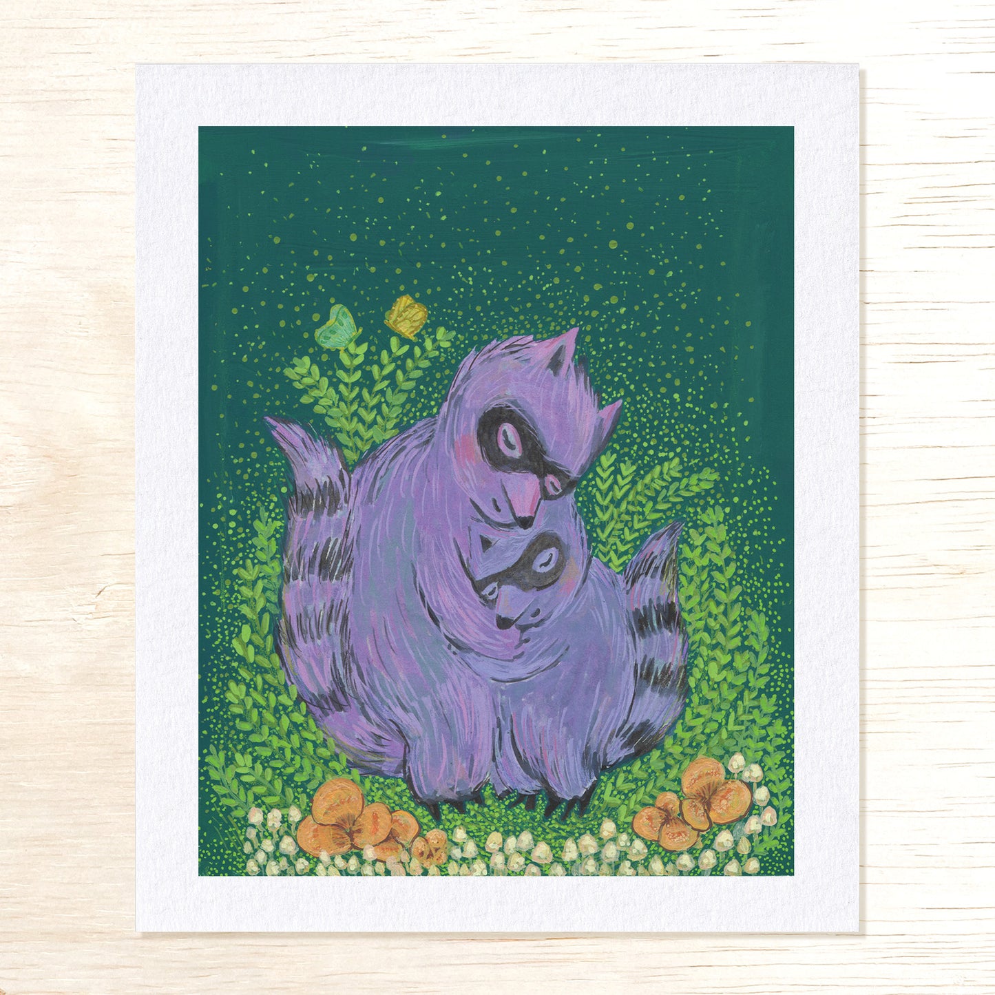 Raccoon Cuddles - Premium Art Print