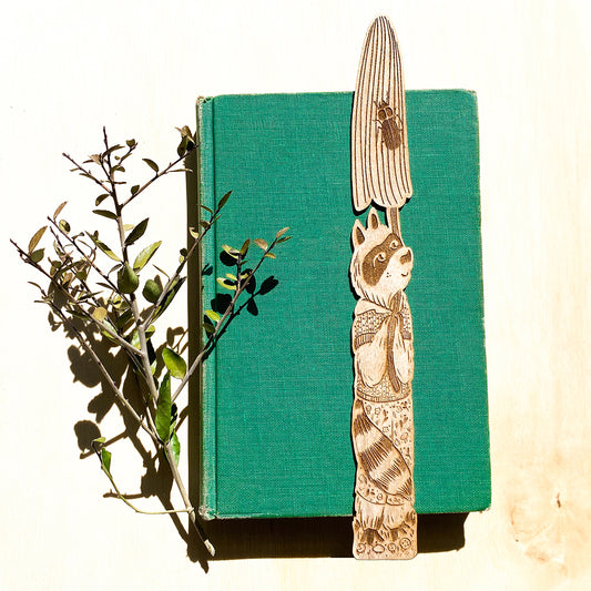 Raccoon Forest Walk - Wood Bookmark