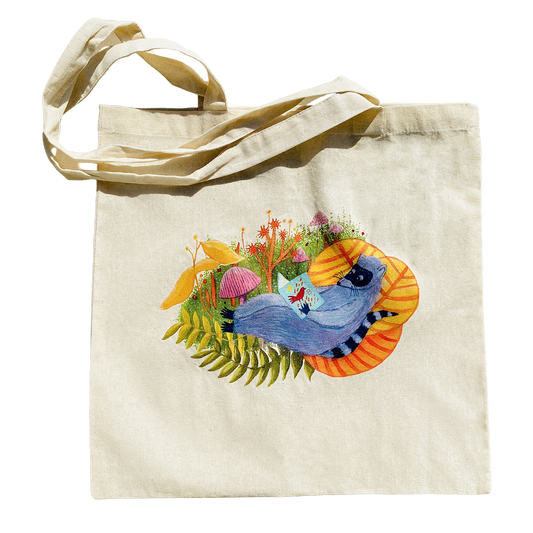 Reading Raccoon - 100% Cotton Tote