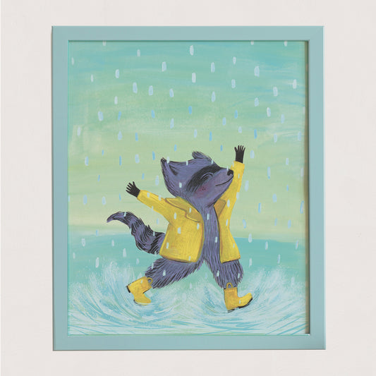 Rain Loving Raccoon - Art Print