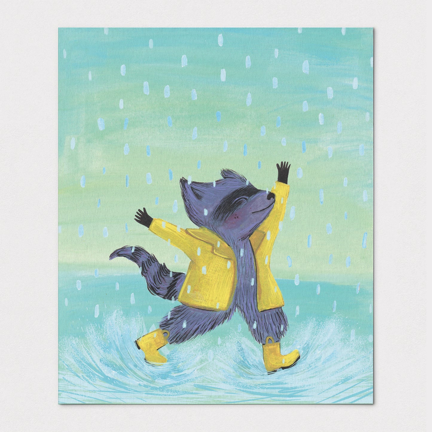 Rain Loving Raccoon - Art Print