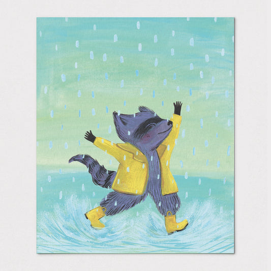 Rain Loving Raccoon - Art Print