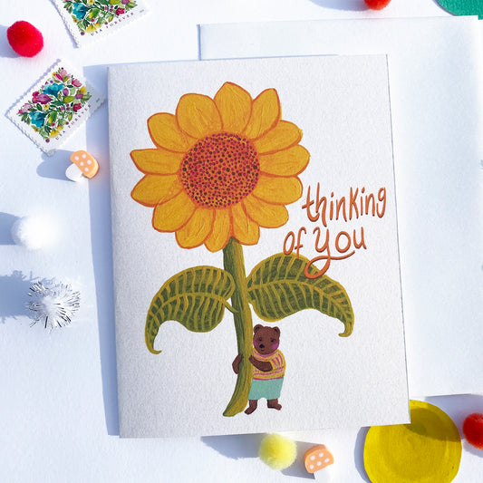 Thinking of You Bear Card  - Hand-Painted Printable