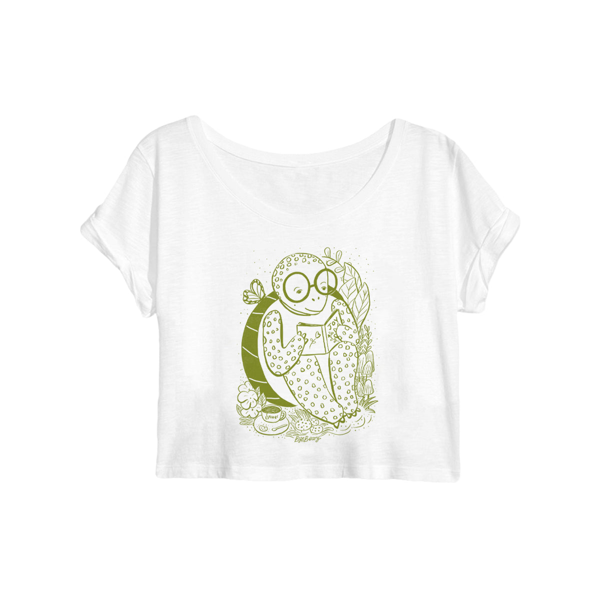 Turtle Reading - 100% Organic Cotton Crop Top